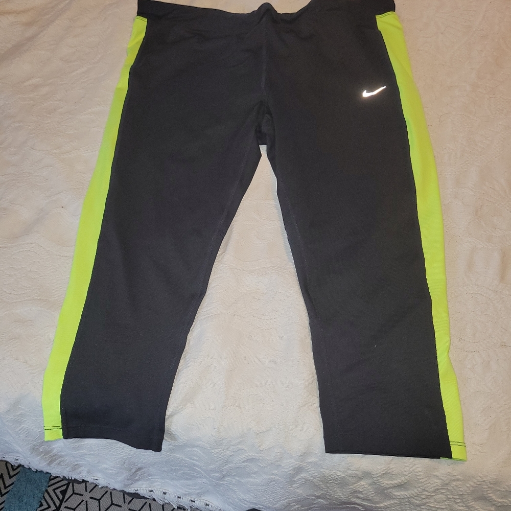 Nike Black Track Pants with Neon Yellow Side Panels